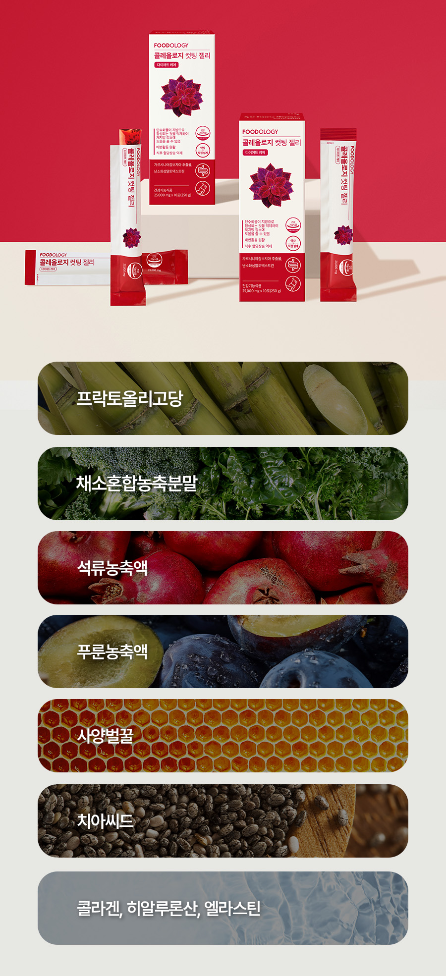Foodology Coleology Cutting Jelly, 25,000 mg × 15 sticks.