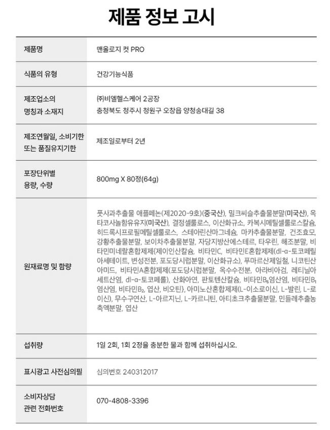 [Foodology] ★NEW PRO 3★ Manology Cut PRO Diet Care 32g(800mg x 40T)